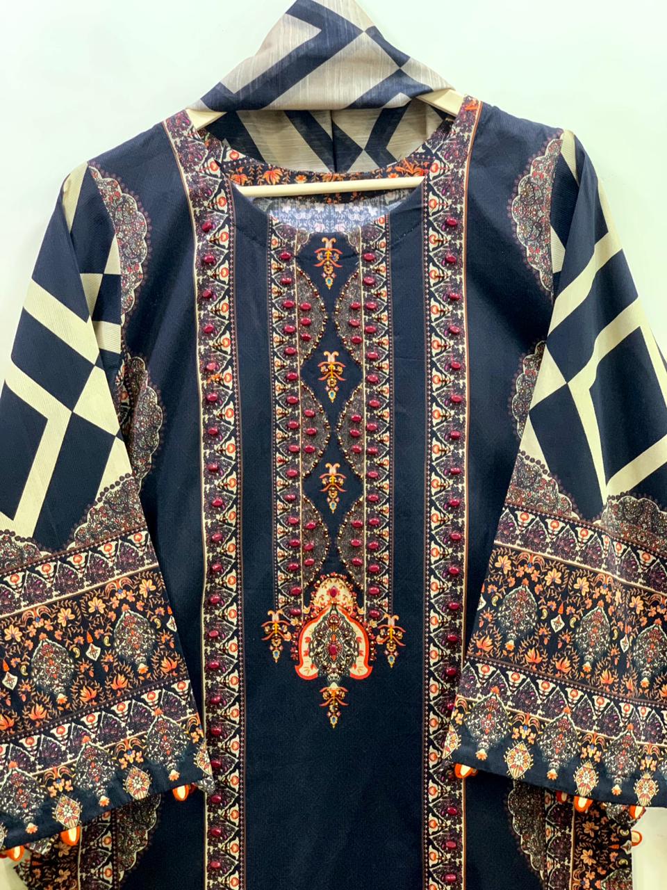 Charcoal Motif Cotton