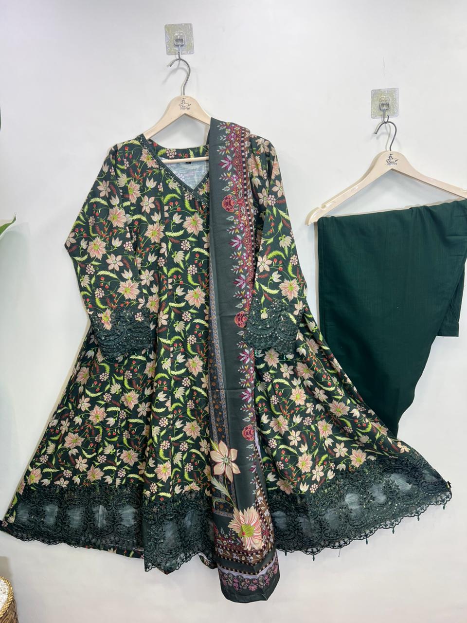 Angrakha Frock Green